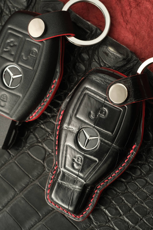 Bespoke Key Fob Covers in Black Nappa & Crocodile