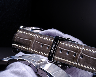 Bespoke Watch Strap in Olive Grey Crocodile