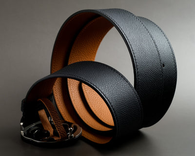 Bespoke Reversible Belt in Black Epsom and Chestnut Brown Togo