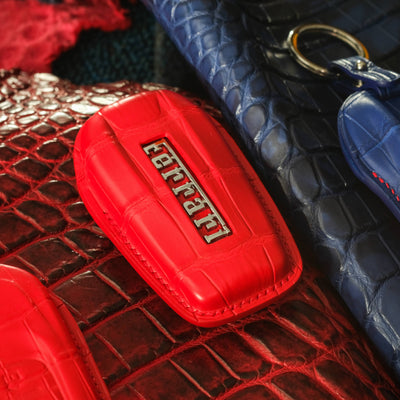 Bespoke Key Fob Cover in Ferrari Red Crocodile