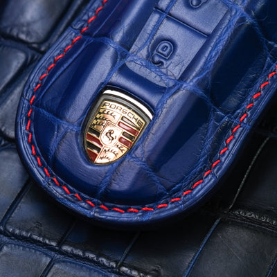 Bespoke Key Fob Cover in Electric Blue Crocodile