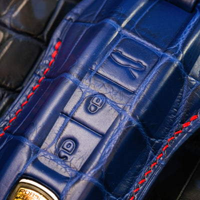 Bespoke Key Fob Cover in Electric Blue Crocodile