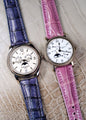 Bespoke Watch Straps in Grey Rubbed Off & Lavender Purple Crocodile