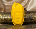 Bespoke Key Fob Cover in Yellow Nappa