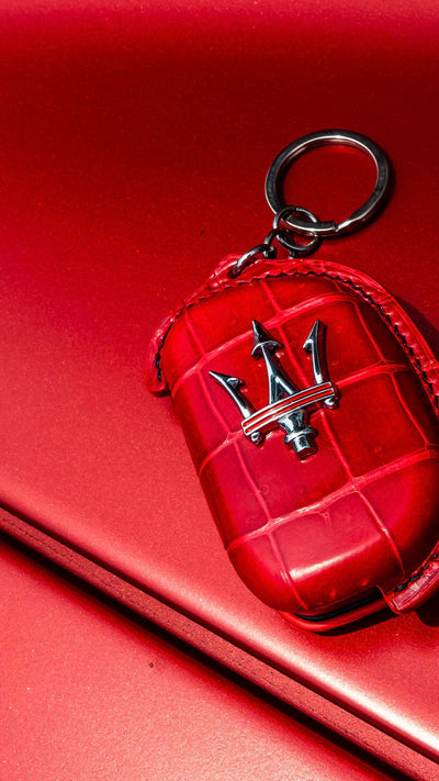 Bespoke Key Fob Cover in Ferrari Red Crocodile