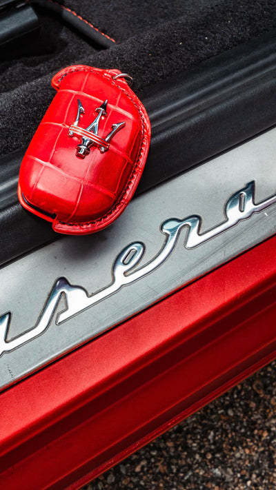 Bespoke Key Fob Cover in Ferrari Red Crocodile