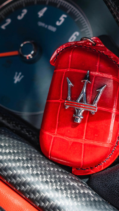 Bespoke Key Fob Cover in Ferrari Red Crocodile