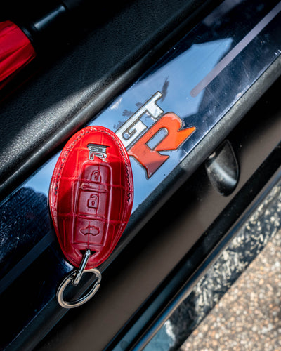 Bespoke Key Fob Cover in Red Crocodile