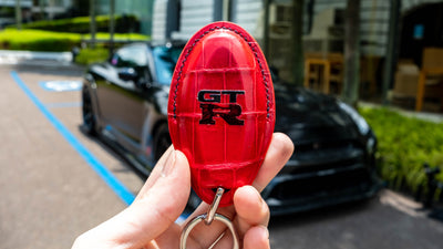 Bespoke Key Fob Cover in Red Crocodile