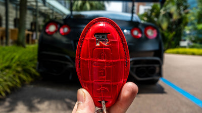 Bespoke Key Fob Cover in Red Crocodile