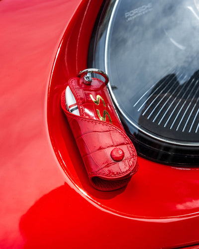 Bespoke Key Wrap in Red Crocodile