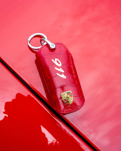 Bespoke Key Wrap in Red Crocodile