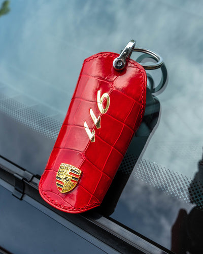 Bespoke Key Wrap in Red Crocodile