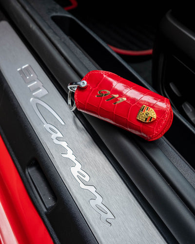 Bespoke Key Wrap in Red Crocodile