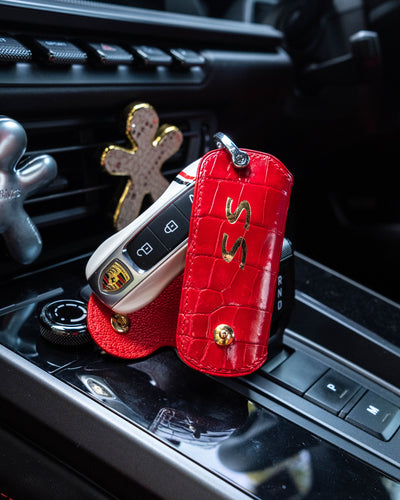 Bespoke Key Wrap in Red Crocodile