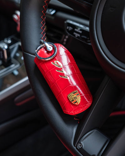 Bespoke Key Wrap in Red Crocodile