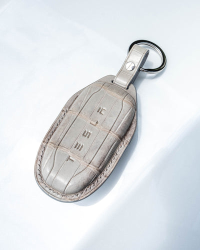 Bespoke Key Fob Cover in Grey Himalayan Crocodile