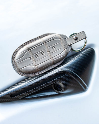 Bespoke Key Fob Cover in Grey Himalayan Crocodile