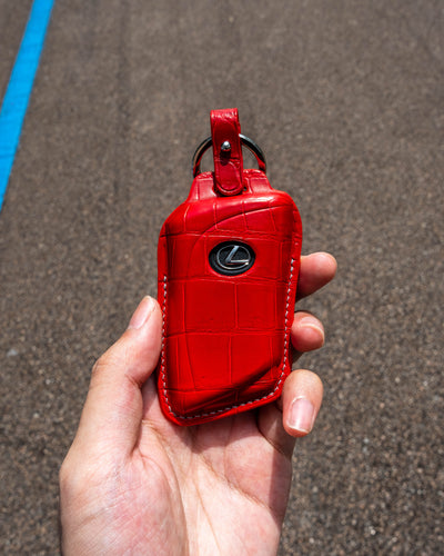 Bespoke Key Fob Cover in Red Crocodile