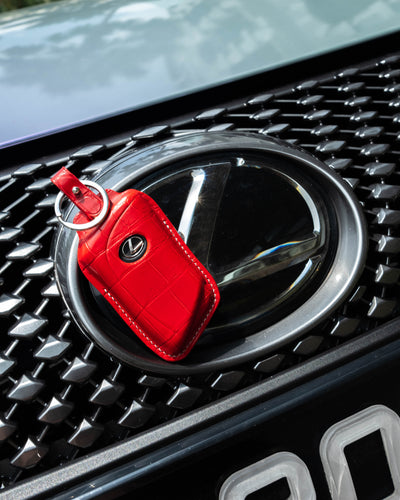 Bespoke Key Fob Cover in Red Crocodile