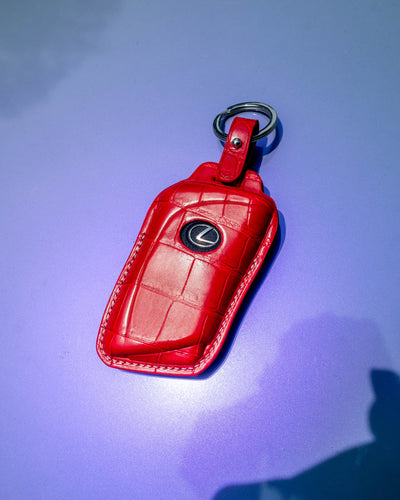 Bespoke Key Fob Cover in Red Crocodile