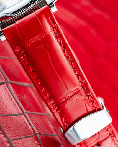 Bespoke Watch Strap in Ferrari Red Crocodile