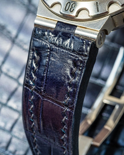 Bespoke Watch Strap in Navy Blue Crocodile