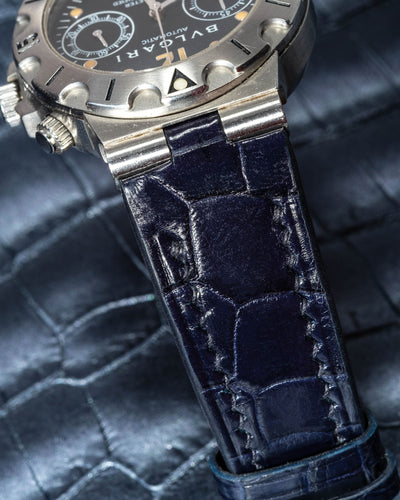 Bespoke Watch Strap in Navy Blue Crocodile