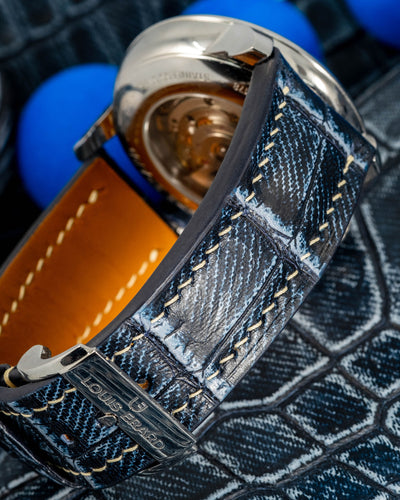 Bespoke Watch Strap in Denim Crocodile