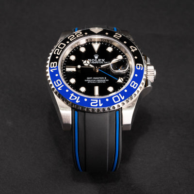 Solitaire Rubber straps in Navy Black for Rolex GMT-Master II Batman 126710BLNR