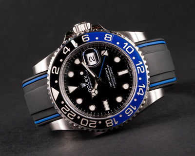 Solitaire Rubber straps in Navy Black for Rolex GMT-Master II Batman 126710BLNR