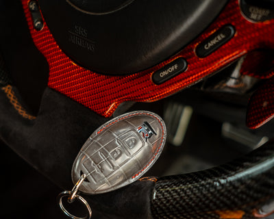 Bespoke Key Fob Cover in Olive Grey Crocodile