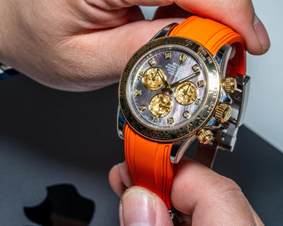 Solitaire Rubber straps in Zesty Orange for Rolex Daytona 116508/116528