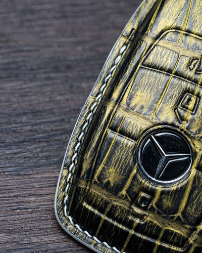 Bespoke Key Fob Cover in Gold Brushed Crocodile