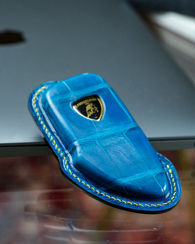 Bespoke Key Fob Cover in Royal Blue Crocodile