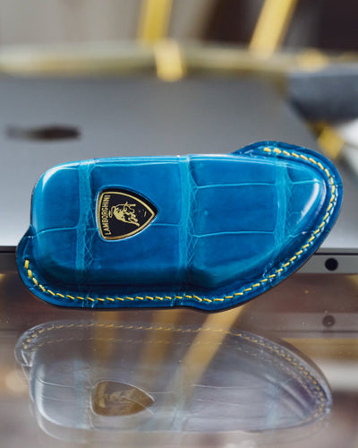 Bespoke Key Fob Cover in Royal Blue Crocodile