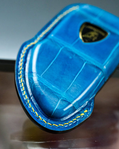 Bespoke Key Fob Cover in Royal Blue Crocodile