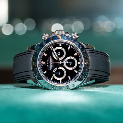 Solitaire Rubber straps in Classic Black for Rolex Daytona 116520