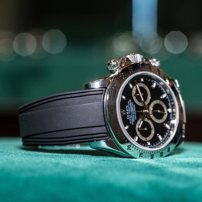 Solitaire Rubber straps in Classic Black for Rolex Daytona 116520