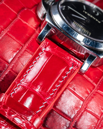 Bespoke Watch Strap in Ferrari Red Crocodile