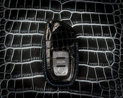 Bespoke Key Fob Cover in Black Crocodile