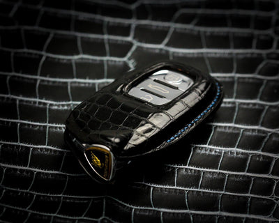 Bespoke Key Fob Cover in Black Crocodile