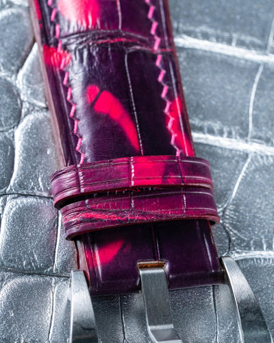 Bespoke Watch Strap in Tie Dye Red Crocodile