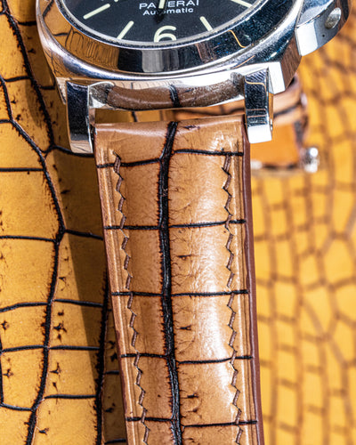 Bespoke Watch Strap in 2 Tone Chestnut Brown Crocodile