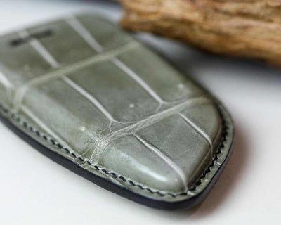 Bespoke Key Fob Cover in Grey Crocodile