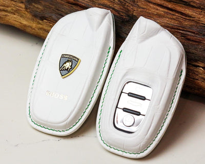 Bespoke Key Fob Covers in White Crocodile