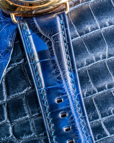 Bespoke Watch Strap in Tie Dye Blue Crocodile