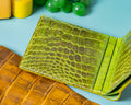 Bespoke Bifold Wallet in Yellow Himalayan & Apple Green Himalayan Crocodile