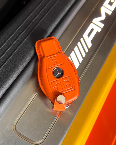 Bespoke Key Fob Cover in Orange Nappa