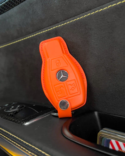 Bespoke Key Fob Cover in Orange Nappa